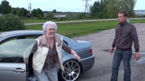 Rentmamacom Viral Video Granny Drifts in BMW M3