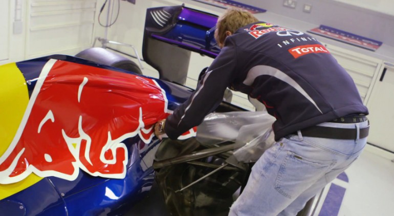 Sebastian Vettel shows how NOT to apply sponsor decals