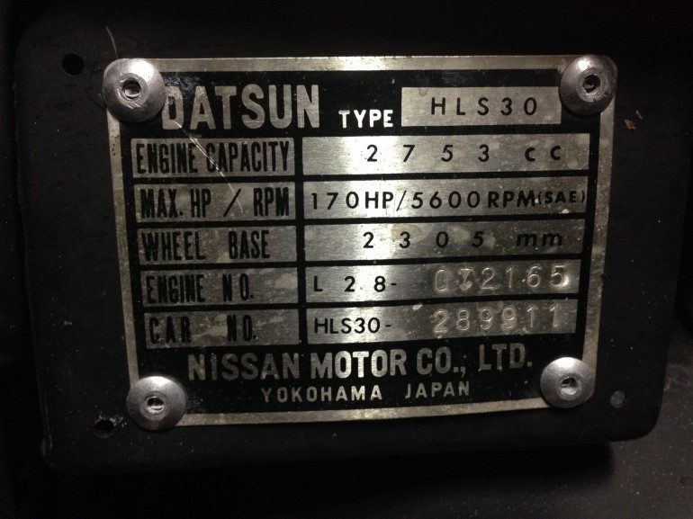 Information plate from my 1976 Datsun 280z