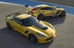 (L to R) The all-new 2015 Corvette Z06 and 2014 Corvette C7.R race car
