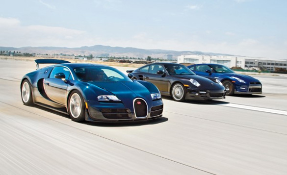 The Two Second Club: Veyron vs. 911 Turbo S vs. GT-R Road & Track Comparison Video