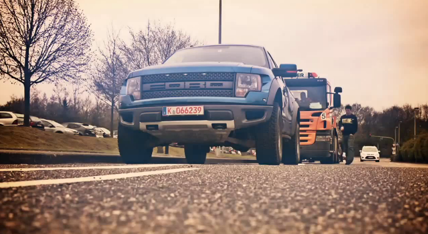 Tanner Foust gets ready to wheel a Raptor around the 'Ring