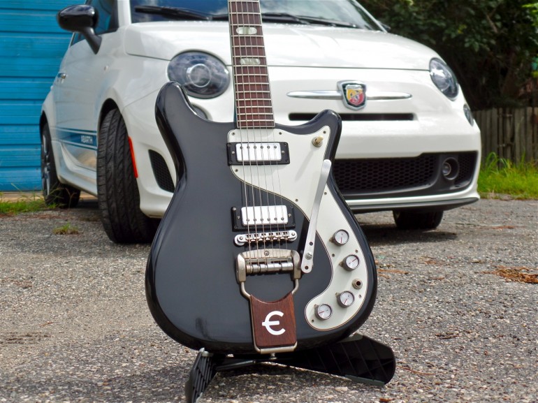 1964 Epiphone Crestwood Custom and the 2014 Fiat 500c Abarth Cabrio