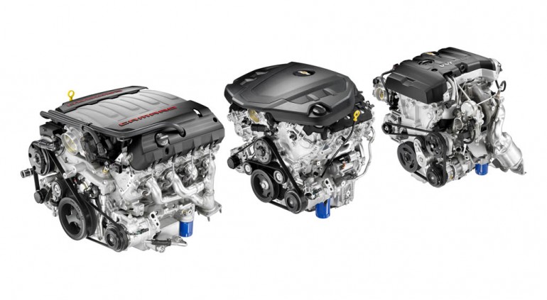 The all-new engine line up for Camaro features (left to right) t