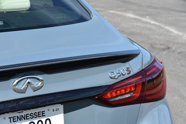 2021 infiniti q50 red sport 400 awd carbon fiber spoiler