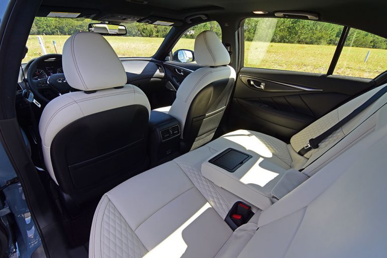 2021 infiniti q50 red sport 400 awd interior rear
