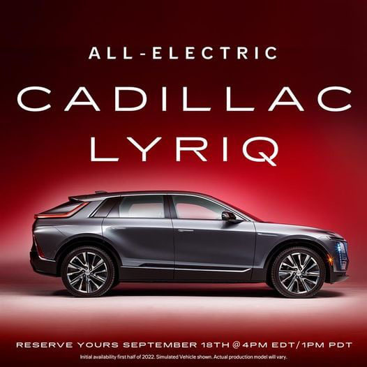 2023 Cadillac LYRIQ reservation sept 18th