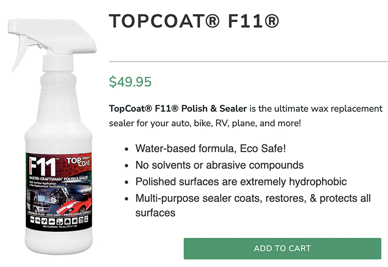 TopCoat F11 Polish & Sealer for Cars, Motorcycles, RVs, and More