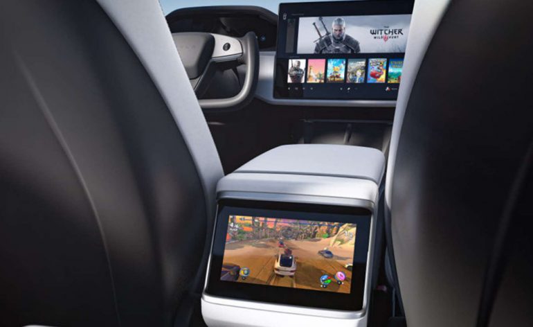 Tesla rear seat touchscreen video games