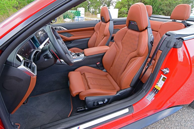2022 bmw m4 competition convertible front seats