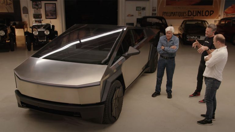 Video: Tesla Cybertruck Shows up at Jay Leno’s Garage with Tesla Head of Design and VP of Vehicle Engineering