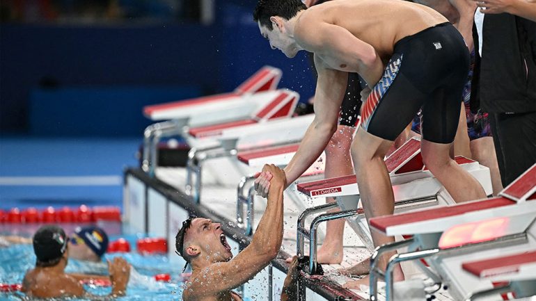 Team USA and Team Toyota’s Caeleb Dressel wins eighth gold medal in opening relay event in Paris