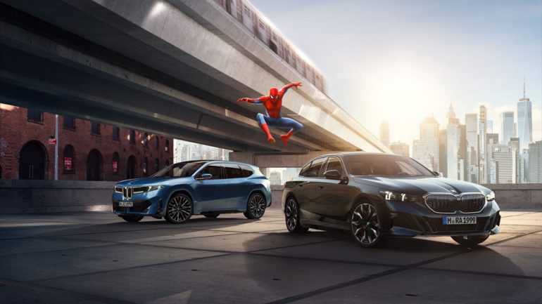 BMW iX3 and 5 Series Join Spider-Man Brand New Day With Neue Klasse Tech on the Big Screen